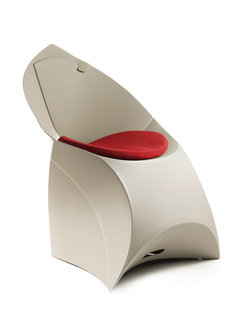 Flux chair kussen rood op grijze stoel