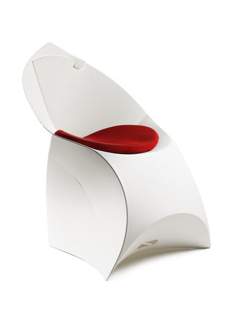 Flux chair kussen rood op witte stoel