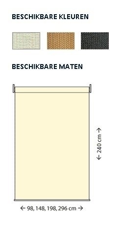 beschikbare kleuren/afmetingen van Coolfit Rolgordijn